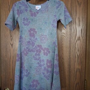 LuLaRoe Kids Dress in Purple and Gray Floral